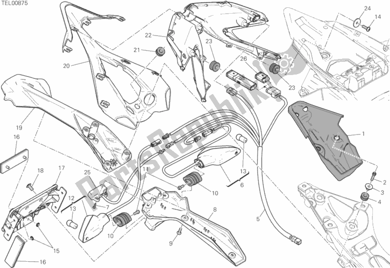 Wszystkie części do Uchwyt Tablicy Rejestracyjnej - ? Wiat? O Tylne Ducati Superbike 1299 ABS USA 2016